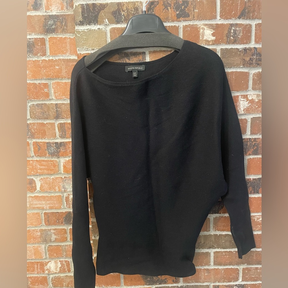 Banana Republic Women's Classic Off the Shoulder Black Sweater